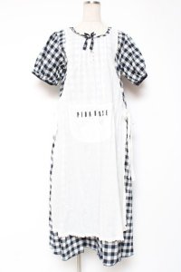 PINK HOUSE / エプロン付きブロードギンガムワンピース F 紺 Y-25-12-20-085-LO-OP-SZ-ZY