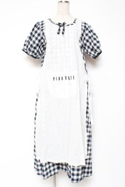 画像1: PINK HOUSE / エプロン付きブロードギンガムワンピース F 紺 Y-25-12-20-085-LO-OP-SZ-ZY
