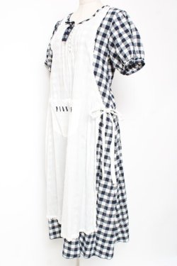 画像2: PINK HOUSE / エプロン付きブロードギンガムワンピース F 紺 Y-25-12-20-085-LO-OP-SZ-ZY