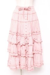 PINK HOUSE / ギンガムチェックパッチワークフリルスカート F ピンク Y-25-12-20-095-LO-SK-SZ-ZY