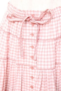画像4: PINK HOUSE / ギンガムチェックパッチワークフリルスカート F ピンク Y-25-12-20-095-LO-SK-SZ-ZY