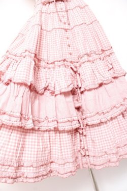 画像5: PINK HOUSE / ギンガムチェックパッチワークフリルスカート F ピンク Y-25-12-20-095-LO-SK-SZ-ZY