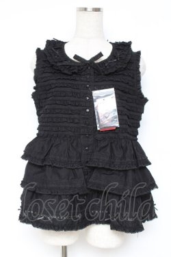 画像1: PINK HOUSE / フリル使いノースリーブブラウス F 黒 Y-25-12-20-011-LO-BL-SZ-ZY