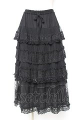 PINK HOUSE / ドットチュール×オリジナルローズチュールレーススカート F 黒 Y-25-12-20-097-LO-SK-SZ-ZY