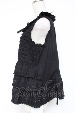 画像2: PINK HOUSE / フリル使いノースリーブブラウス F 黒 Y-25-12-20-011-LO-BL-SZ-ZY