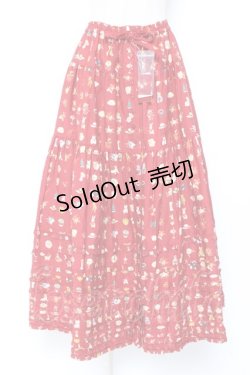画像1: PINK HOUSE / Pink House Favoritesプリントスカート F 赤 Y-25-12-20-099-LO-SK-SZ-ZY