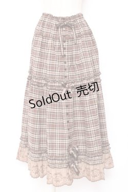 画像1: PINK HOUSE / オリジナルクマレースチェックスカート F ブラウン Y-25-12-20-100-LO-SK-SZ-ZS