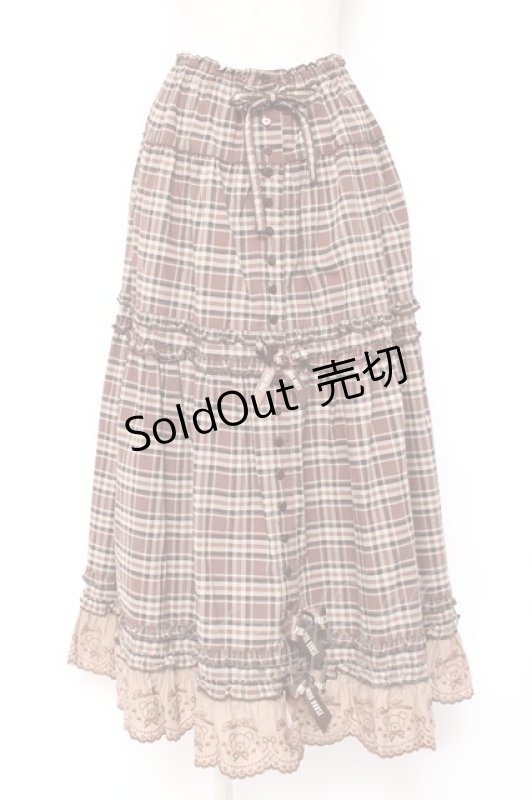 画像1: PINK HOUSE / オリジナルクマレースチェックスカート F ブラウン Y-25-12-20-100-LO-SK-SZ-ZS (1)