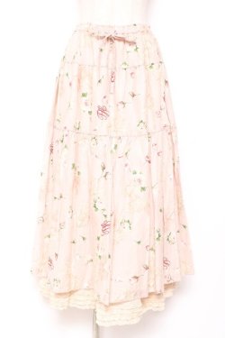 画像1: PINK HOUSE / ロージーローズプリントスカート F ピンク Y-25-12-20-106-LO-SK-SZ-ZY