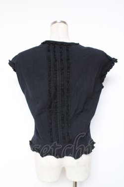 画像2: PINK HOUSE / リボン付きフリルノースリブラウス F 黒 Y-25-12-20-012-LO-BL-SZ-ZY