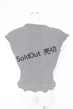 画像2: PINK HOUSE / リボン付きフリルノースリブラウス F 黒 Y-25-12-20-012-LO-BL-SZ-ZY