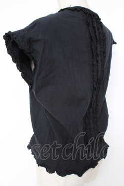 画像3: PINK HOUSE / リボン付きフリルノースリブラウス F 黒 Y-25-12-20-012-LO-BL-SZ-ZY