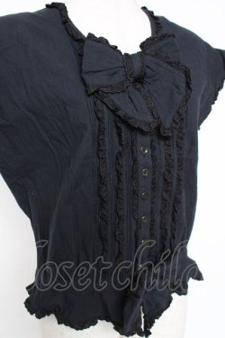 画像4: PINK HOUSE / リボン付きフリルノースリブラウス F 黒 Y-25-12-20-012-LO-BL-SZ-ZY