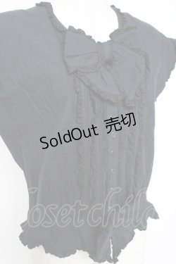 画像4: PINK HOUSE / リボン付きフリルノースリブラウス F 黒 Y-25-12-20-012-LO-BL-SZ-ZY