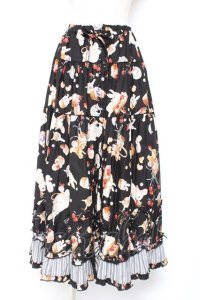 PINK HOUSE / スイーツスプリングバニープリントパッチワークスカート F 黒 Y-25-12-20-111-LO-OP-SZ-ZY