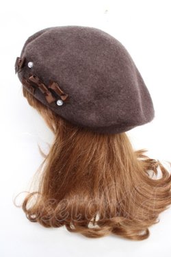 画像2: m petit by misako / AMミニリボンバスクベレー  中茶 Y-25-12-22-044-LO-AC-SZ-ZY