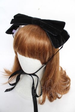 画像1: axes femme kawaii / ベロアリボンヘッドドレス  黒 Y-25-12-22-050-AX-AC-SZ-ZY