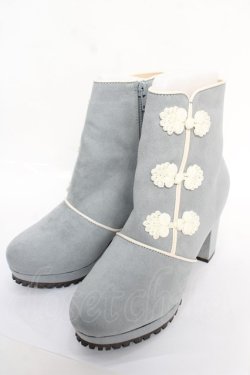 画像1: axes femme POETIQUE / チャイナ釦ブーツ S サックス Y-25-12-22-056-AX-SH-SZ-ZY