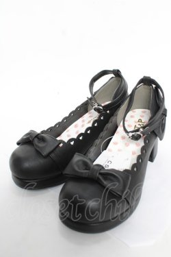 画像1: csT&P / 夢見るハートパンプス M 黒 Y-25-12-22-060-LO-SH-SZ-ZY