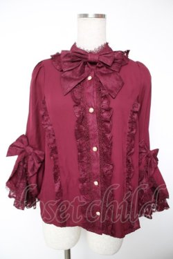 画像1: Chalmiere / 姫袖7分丈ブラウス M ワイン Y-25-12-22-063-LO-BL-SZ-ZY