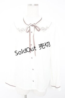 画像1: axes femme / レイヤードカラー刺繍ブラウス M 茶 Y-25-12-22-065-AX-BL-SZ-ZS