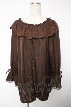 画像1: axes femme / フリルブラウス F 茶 Y-25-12-22-068-AX-BL-SZ-ZY