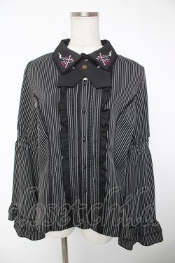 画像1: axes femme / クロスローズ刺繍ブラウス L 黒 Y-25-12-22-069-AX-BL-SZ-ZY