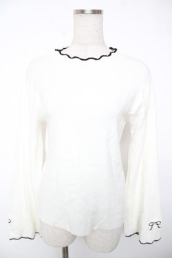 画像1: axes femme / リボン刺繍配色フレアニット  生成り Y-25-12-22-072-AX-TO-SZ-ZY