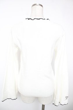 画像2: axes femme / リボン刺繍配色フレアニット  生成り Y-25-12-22-072-AX-TO-SZ-ZY