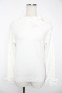 画像1: axes femme kawaii / レーシーフリルニットプル  白 Y-25-12-22-073-AX-TO-SZ-ZY