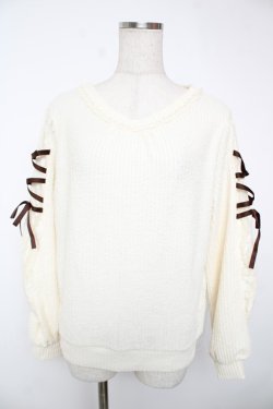 画像1: axes femme / 袖レースアップデザインプルオーバー F 生成り Y-25-12-22-074-AX-TO-SZ-ZY