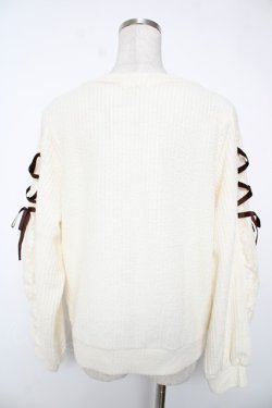 画像2: axes femme / 袖レースアップデザインプルオーバー F 生成り Y-25-12-22-074-AX-TO-SZ-ZY