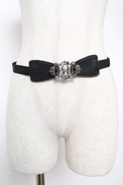 画像1: axes femme / リボンデザイン細ゴムベルト  黒 Y-25-12-22-012-AX-ZA-SZ-ZY