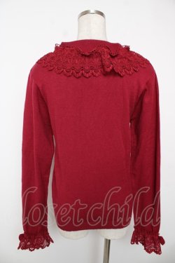 画像2: axes femme kawaii / レーシーフリルニットプル  赤 Y-25-12-22-078-AX-TO-SZ-ZY