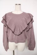 axes femme POETIQUE / ステッチデザインフリルニット  ラベンダー Y-25-12-22-081-AX-TO-SZ-ZY