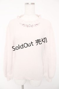 axes femme / ビジューニットプルオーバー M ピンク Y-25-12-22-082-AX-TO-SZ-ZY