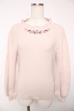 画像1: axes femme / ビジューニットプルオーバー M ピンク Y-25-12-22-082-AX-TO-SZ-ZY