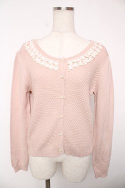画像1: axes femme / お花レースカーディガン  ピンク Y-25-12-22-084-AX-TO-SZ-ZY