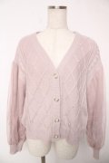 axes femme / 袖チュールケーブルニットカーディガン F ピンク Y-25-12-22-086-AX-TO-SZ-ZY