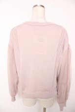 画像2: axes femme / 袖チュールケーブルニットカーディガン F ピンク Y-25-12-22-086-AX-TO-SZ-ZT528 (2)