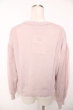 画像2: axes femme / 袖チュールケーブルニットカーディガン F ピンク Y-25-12-22-086-AX-TO-SZ-ZY