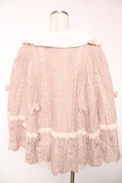 画像2: axes femme kawaii / ファー付きニットポンチョ M ピンク Y-25-12-22-088-AX-CO-SZ-ZY