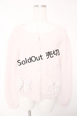 画像1: axes femme / リボン付フェザーニットカーディガン F ピンク Y-25-12-22-089-AX-TO-SZ-ZS