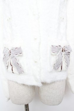 画像3: axes femme / リボン付フェザーニットカーディガン F 白 Y-25-12-22-090-AX-TO-SZ-ZY