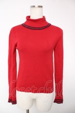 画像1: Jane Marple Dans Le Salon / コットンカシミアフリルトリミングのタートル M レッド Y-25-12-22-101-JM-TO-SZ-ZI (1)