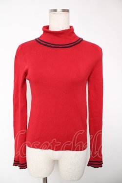 画像1: Jane Marple Dans Le Salon / コットンカシミアフリルトリミングのタートル M レッド Y-25-12-22-101-JM-TO-SZ-ZY