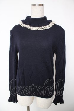 画像1: Jane Marple / フリルカラータートルセーター M ネイビー Y-25-12-22-103-JM-TO-SZ-ZY
