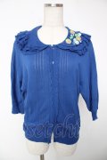 Jane Marple / フラワーボタンカラーカーディガン M ブルー Y-25-12-22-104-JM-TO-SZ-ZY