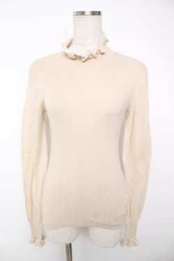 画像1: Jane Marple Dans Le Salon / レーストリミングのタートルセーター M アイボリー Y-25-12-22-109-JM-TO-SZ-ZY