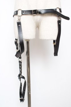 画像1: LISTEN FLAVOR / レッグガーター付2wayハーネスチェーンベルト  黒 Y-25-12-22-016-PU-ZA-SZ-ZY